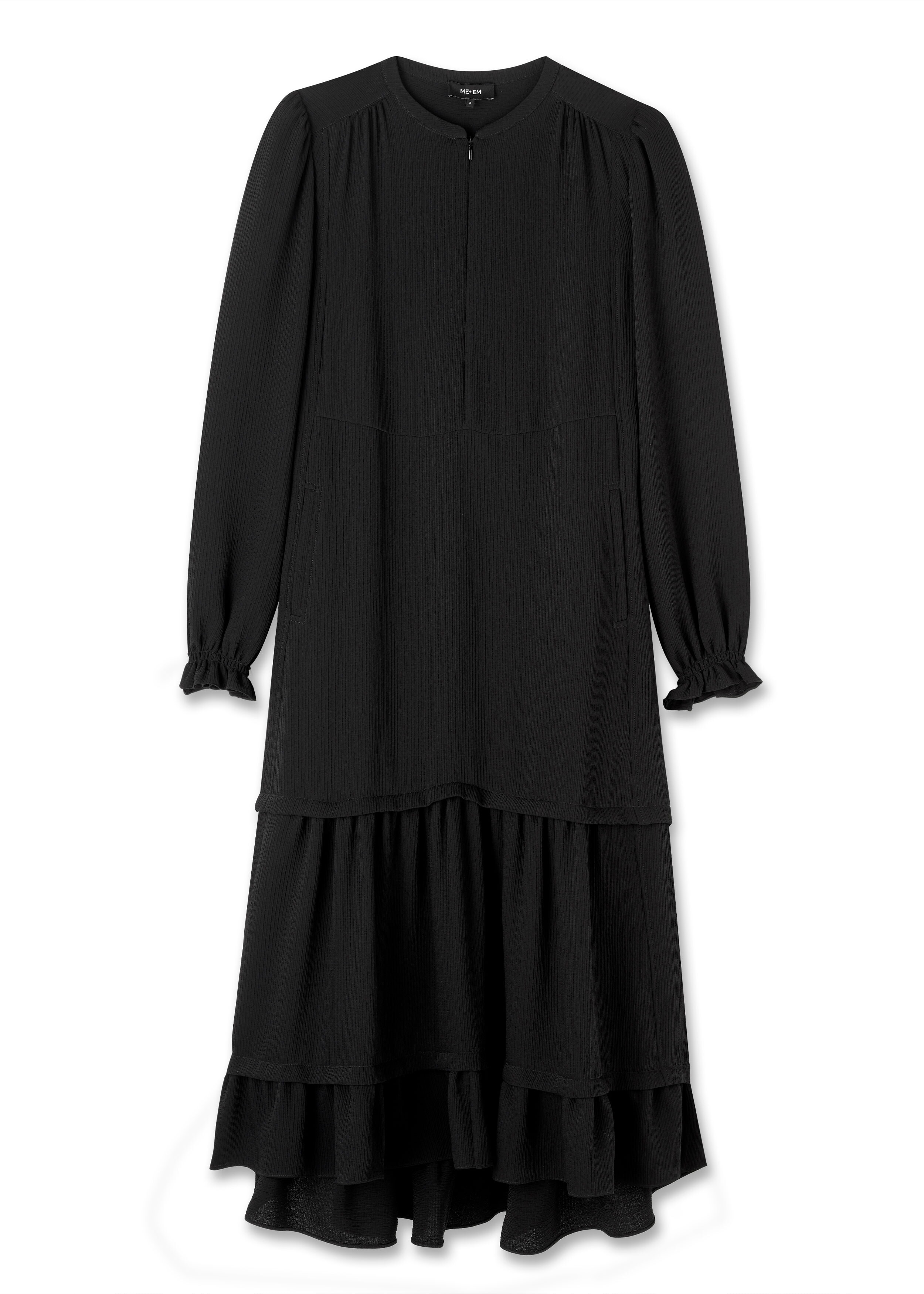 Textured Jacquard Midi Dress + Belt Black