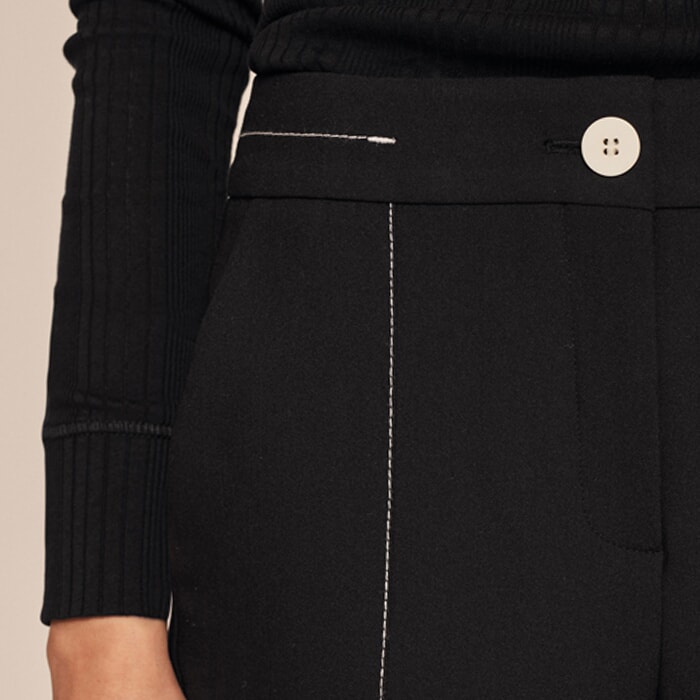 Stitch Detail Straight Crop Trouser